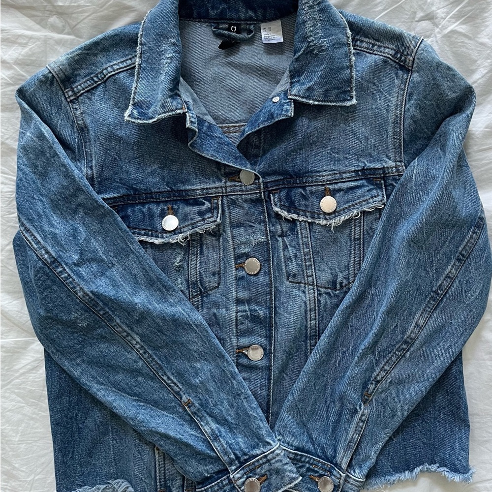 H&M Divided Distressed Denim Jacket, Size XS